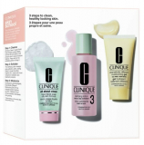 Clinique Набiр Clinique 3-step Intro Kit 3 L (Рідке мило Liquid Facial soap Oily 30 мл + лосьйон, що відлущує, Clarifying Lotion3 60 мл + зволожую