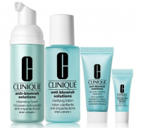 Clinique Набiр Clinique Anti-Blemish Solutions L Пінка для вмивання cleansing Foam 50 мл + лосьйон Clarifying Lotion 60 мл + зволожуючий засіб All-Ov