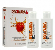 Hairconcept RESTAURA K - KIT MAINTENANCE FRIZZY Hair Восстановительный комплекс для товстого або пористого волосся (для домушнего использования) - Шампунь-реконструктор + Відновлюючі вершки з каріте та органою 100 мл + 100 мл 8436029845124