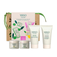 Shiseido Waso Esentials On The Go set (30 ml gel-oil clener + 15 ml cream + 15 ml sleeping mask + 30 ml scrub mask)