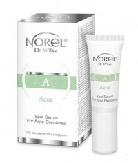 Norel Spot serum for acne blemishes концентрований гель для локального нанесення, містить:10% мікросрібло, 5% азеогліцин, 10 мл